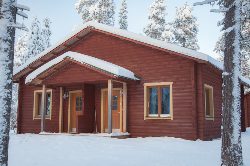 Cabin Rooms block at Torassieppi in the snow